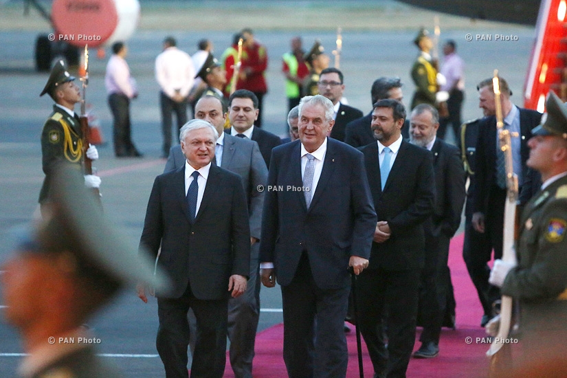 President of the Czech Republic Miloš Zeman arrives in Yerevan