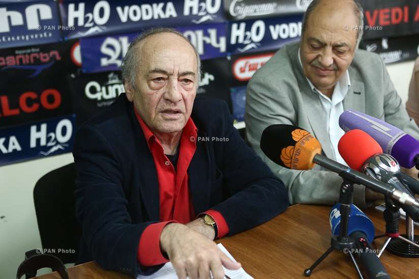 Press conference by writer, publicist Meruzhan Ter-Gulanyan and Armenia's Writers Union chairman Edward Militonyan