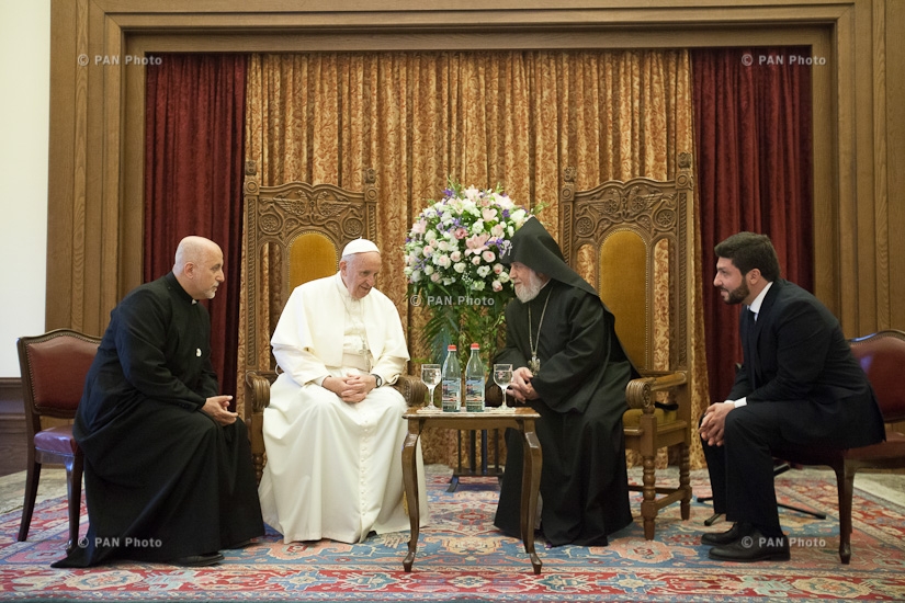 Meeting of Pope Francis and Catholicos of All Armenians Karekin II at Mother See of Holy Etchmiadzin 