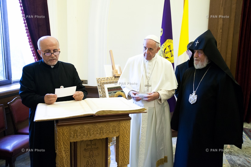Meeting of Pope Francis and Catholicos of All Armenians Karekin II at Mother See of Holy Etchmiadzin 