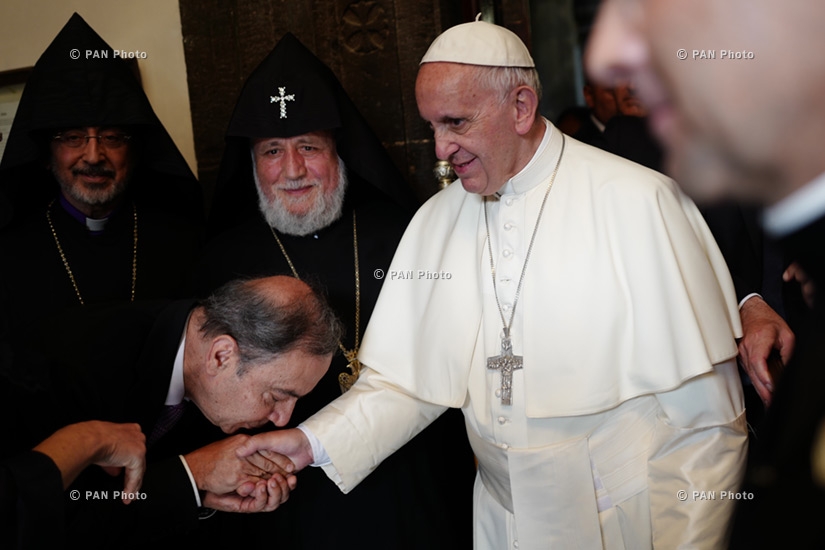Pope Francis and Catholicos Karekin II visit Seven Wounds Church in Gyumri
