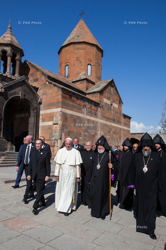 Pope Francis and Catholicos of All Armenians Karekin II visited Khor Virap monastery in Ararat province of Armenia
