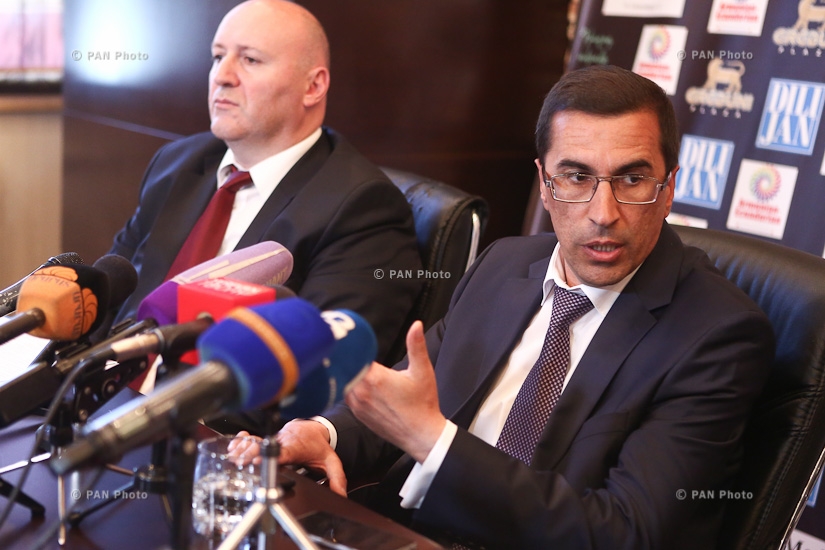 Press conference by mayor of Artik Arsen Abrahamyan and Chief of Department of Administrative Control and Community Service Affairs at Armenia's Ministry of Territorial Administration and Development Artur Soghomonyan