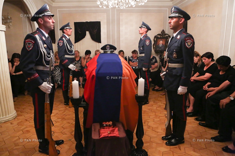 Last goodbye to Police Colonel Arthur Vanoyan killed during the attack of the police regiment in Yerevan