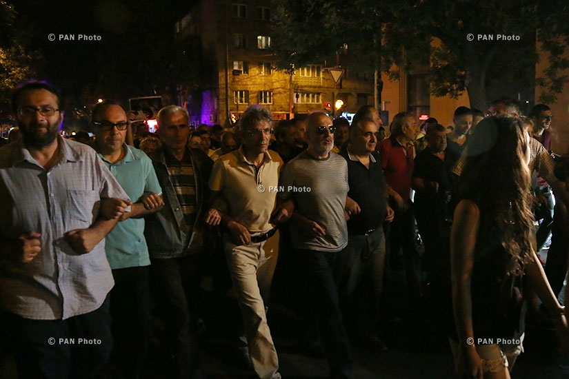 Protest march in support of the armed group, that seized a patrol regiment in Yerevan. Day 10