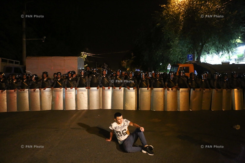 Protest march in support of the armed group, that seized a patrol regiment in Yerevan. Day 11