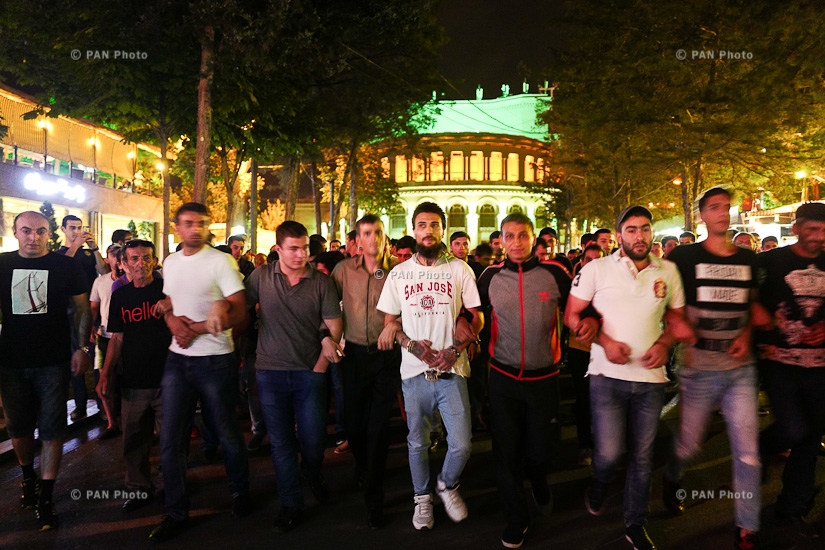 Protest march in support of the armed group, that seized a patrol regiment in Yerevan. Day 11