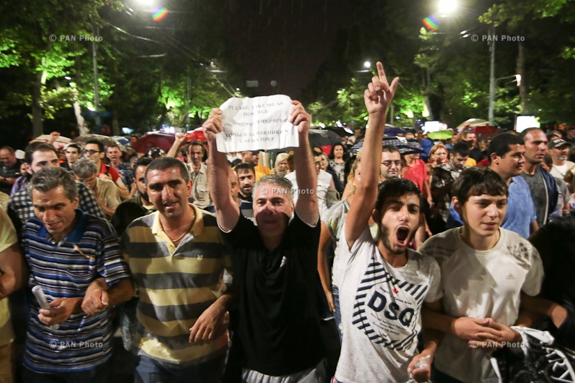 Protest rally in Yerevan's Liberty Square in support of the armed group, that seized a patrol regiment in Yerevan: Day 12