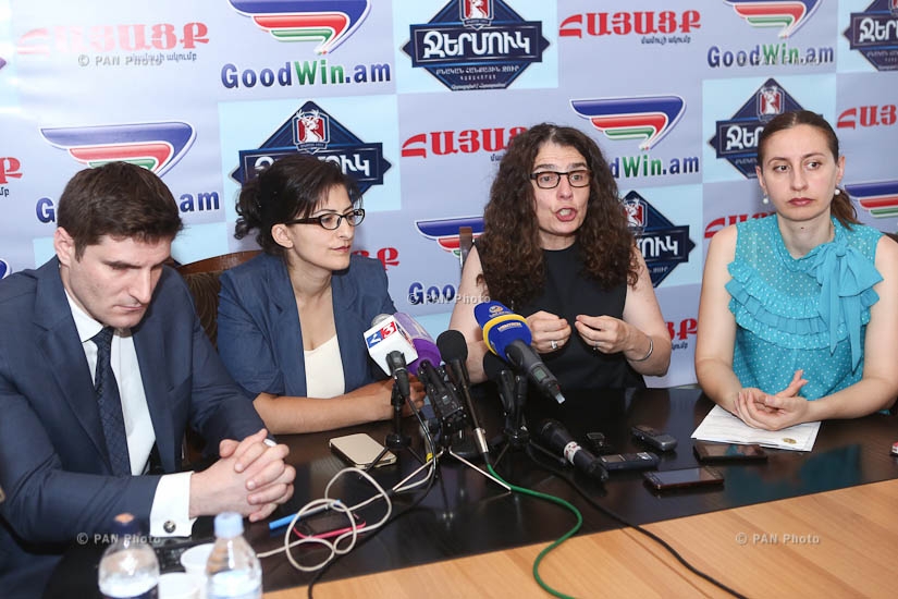 Press conference by actress Arsinée Khanjian and lawyers Lusine Sahakyan and Aramazd Kiviryan
