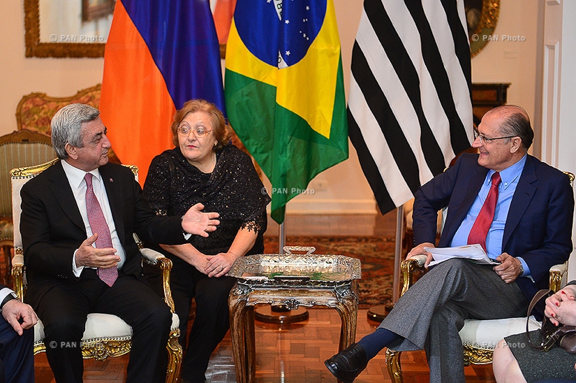Armenian president Serzh Sargsyan met in São Paulo with governor Geraldo Alckmin and representatives of Armenian community