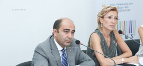 Press conference by Council Head of Bright Armenia Party Edmon Marukyan and Council Secretary Mane Tandilyan