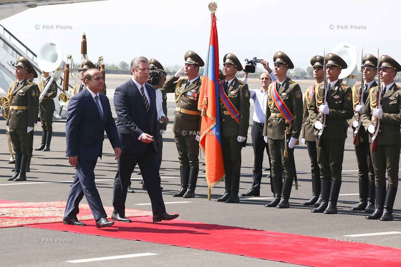 Официальная церемония приветствия премьер-министра Грузии Георгия Квирикашвили