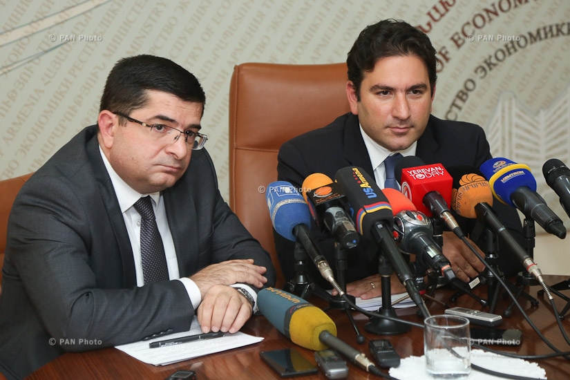 Press conference by Executive Director of Armenia Development Fund Karen Mkrtchyan and Director of Export of the Fund Hayk Mirzoyan