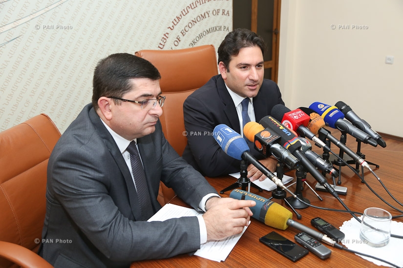 Press conference by Executive Director of Armenia Development Fund Karen Mkrtchyan and Director of Export of the Fund Hayk Mirzoyan