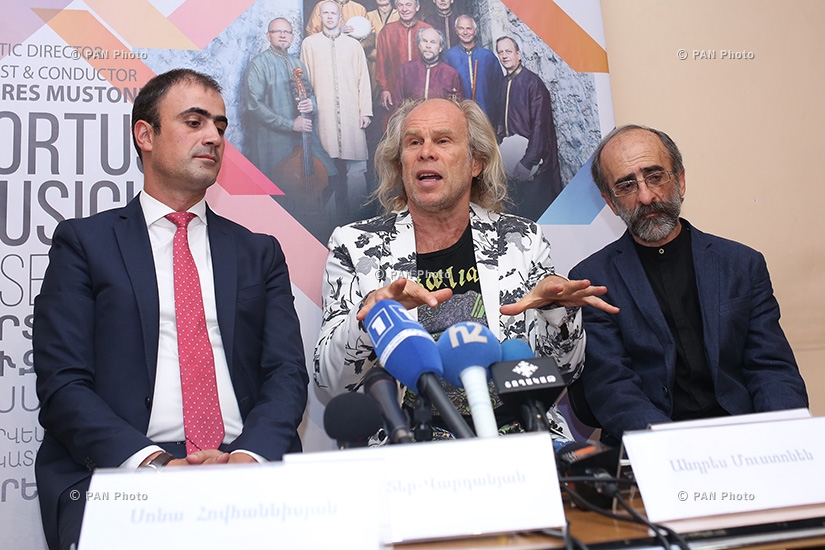 Երաժիշտ Անդրես Մուստոնենի, «Երևանյան հեռանկարներ» երաժշտական փառատոնի հիմնադիր նախագահ Ստեփան Ռոստոմյանի և փառատոնի մենեջեր Սոնա Հովհաննիսյանի ասուլիսը