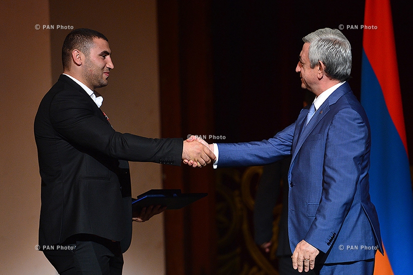 Ceremony of awarding Armenian Olympic medalists and their trainers