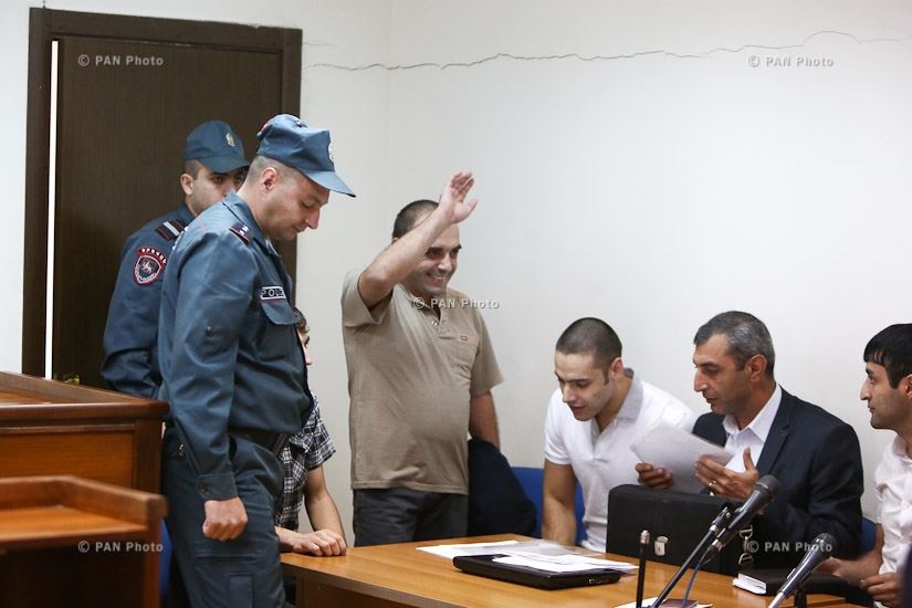 Court hearing of case against Gagik Mikayelyan, arrested during clashes between demonstrators and police in Sari Tagh in July