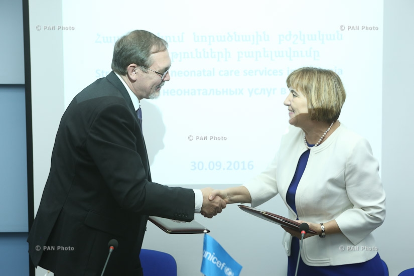 Церемония подписания  соглашения о сотрудничестве в рамках  программы по улучшению неонатальных услуг в Армении
