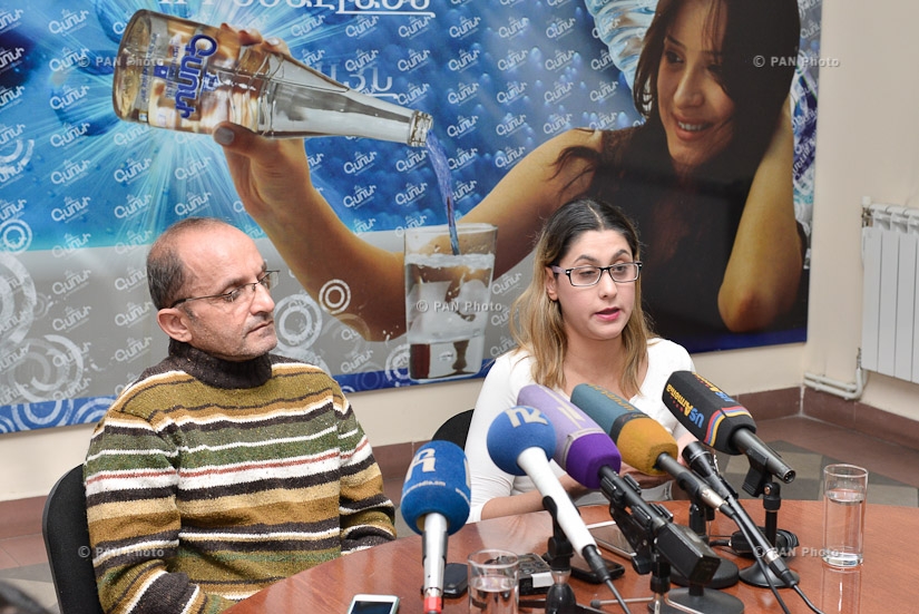 Press conference by Syrian-Armenians Zhan Galstyan and Gohar Galsyan 