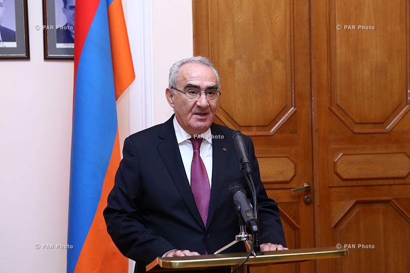 Armenian National Assembly Speaker Galust Sahakyan and President of Belgian Senate Christine Defraigne issue statement for the media